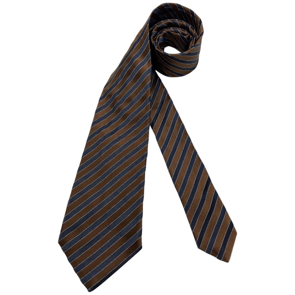 KITON XL Gray/Brown Striped Silk LUXURY Tie ITALY
